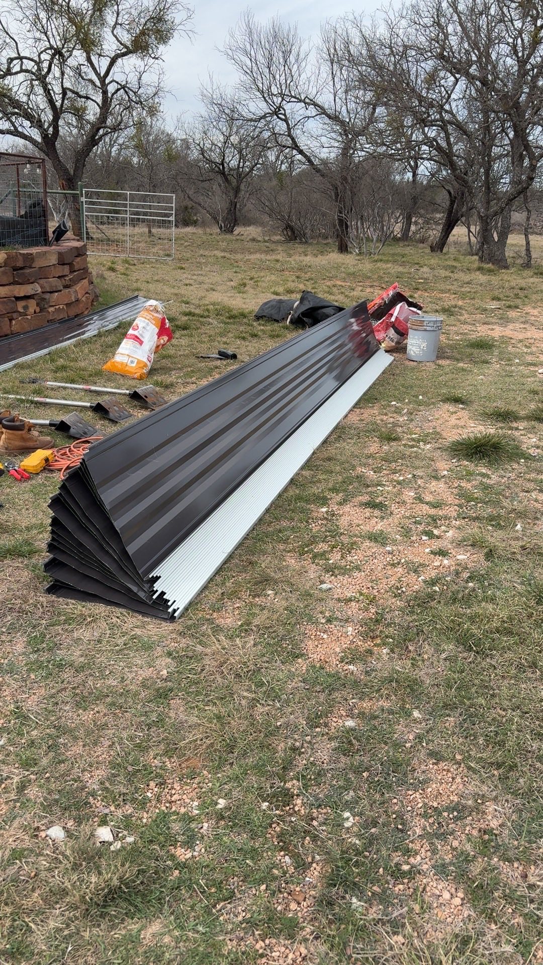 Metal roofing panels ready for installation